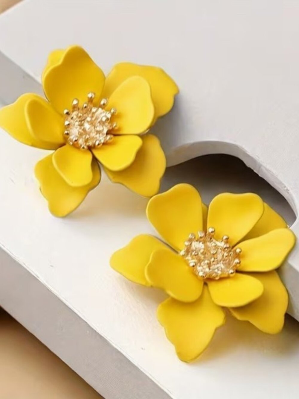 Yellow & Gold Flower Statement Earrings (NEW & SO CUTE!)